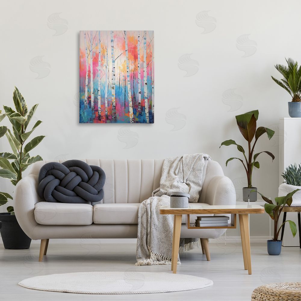 Gina Kelly Modern Hue Birch Forest Canvas Wall Art Print in Room