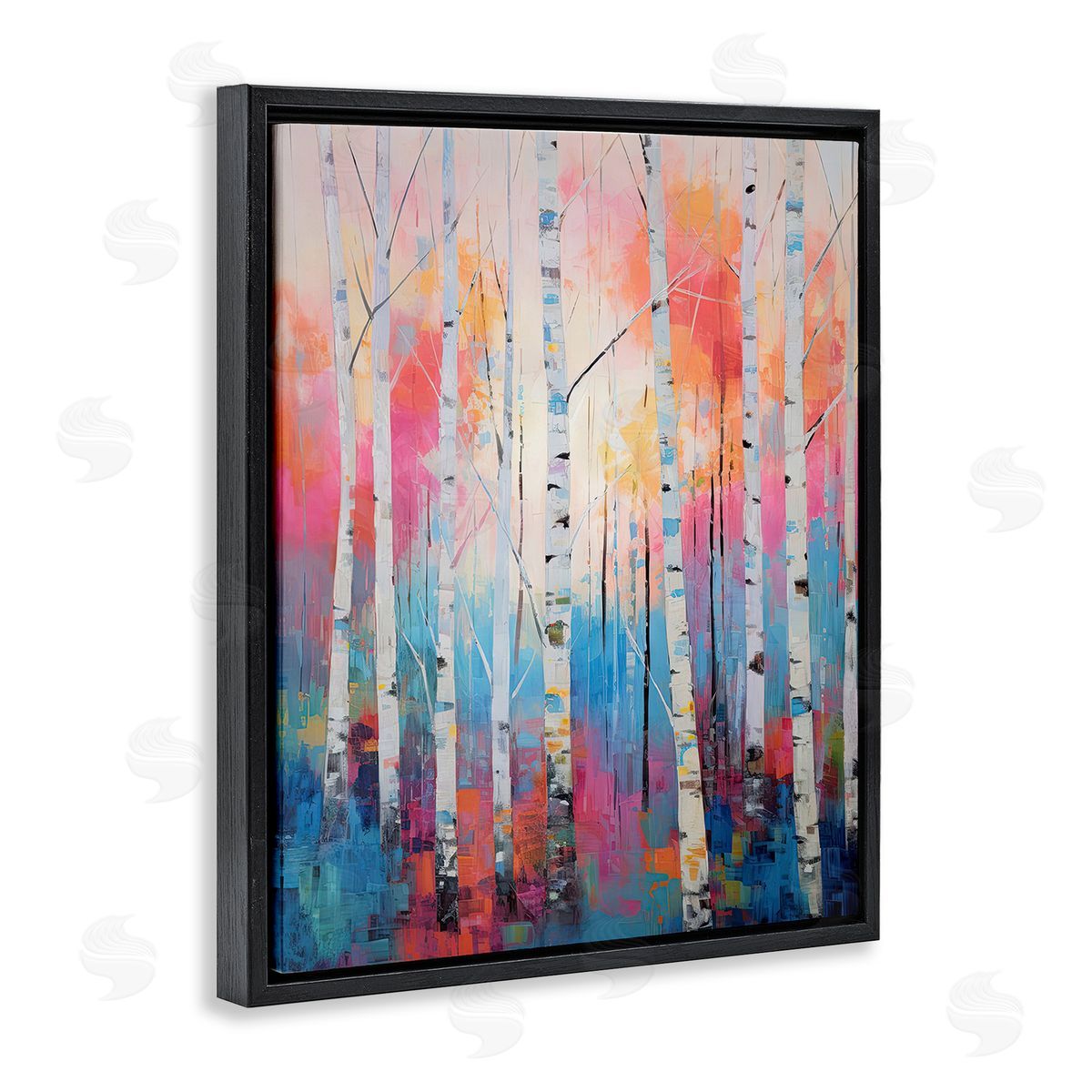 Gina Kelly Modern Hue Birch Forest Black Floating Frame Canvas Wall Art Print
