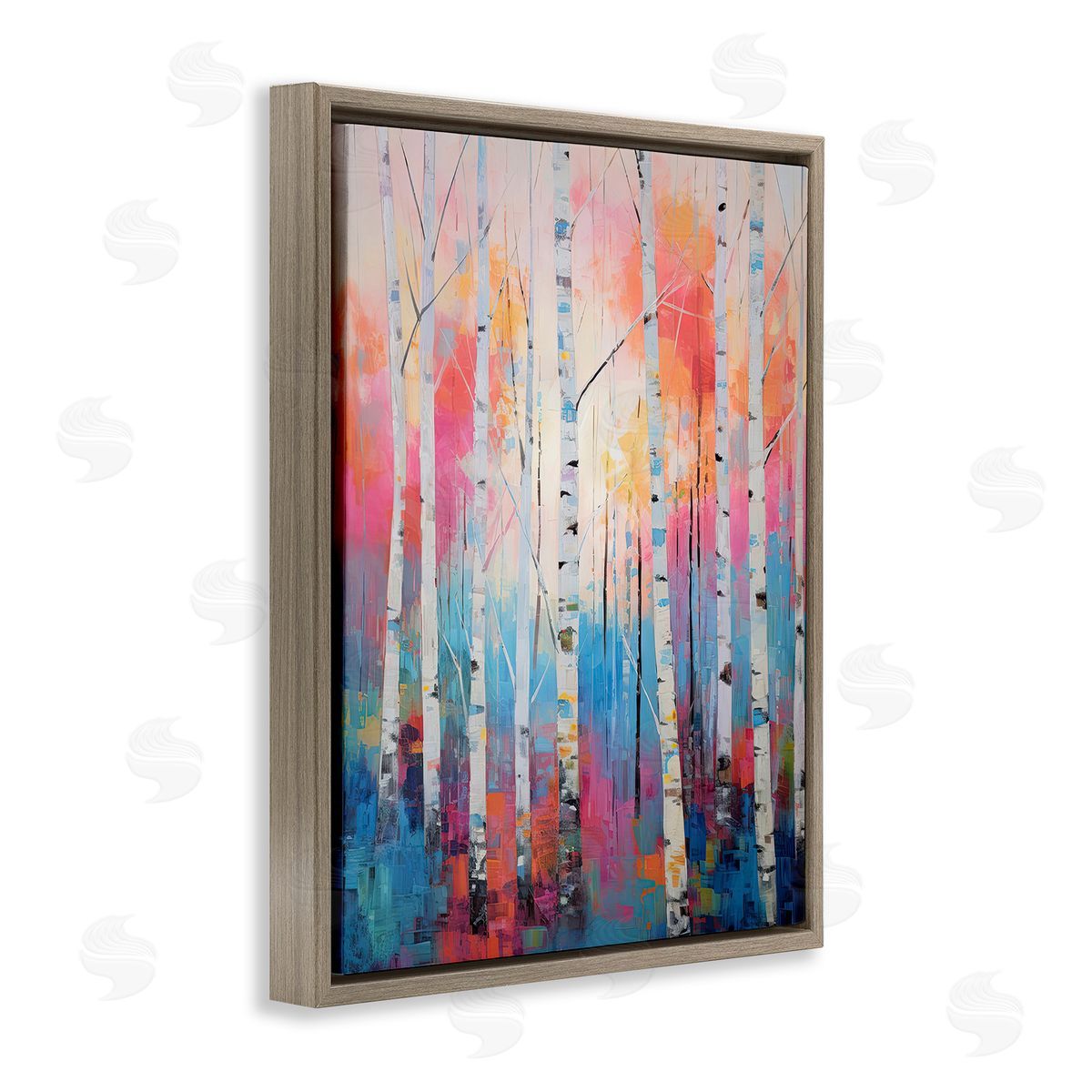 Gina Kelly Modern Hue Birch Forest Brown Floating Frame Canvas Wall Art Print