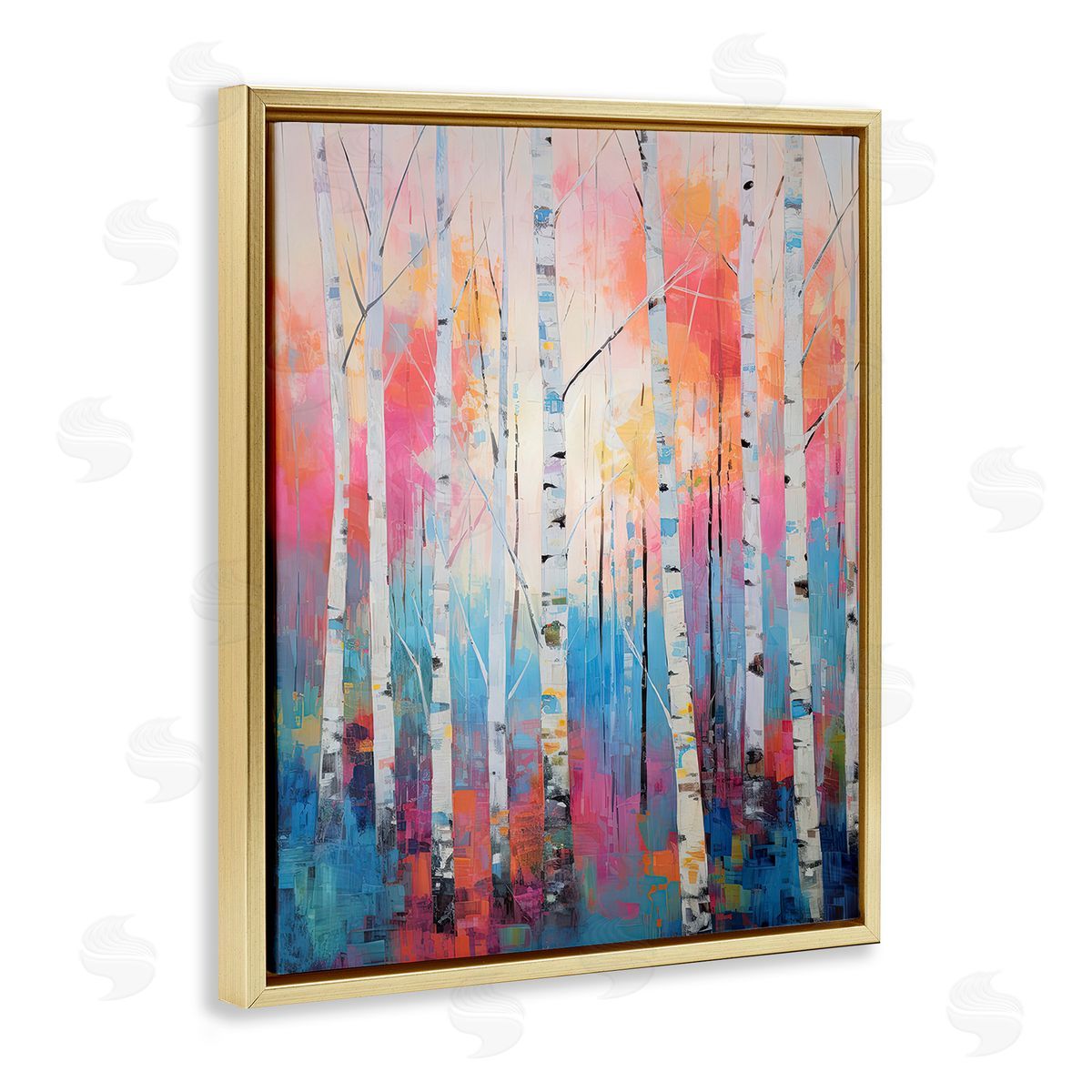 Gina Kelly Modern Hue Birch Forest Gold Floating Frame Canvas Wall Art Print