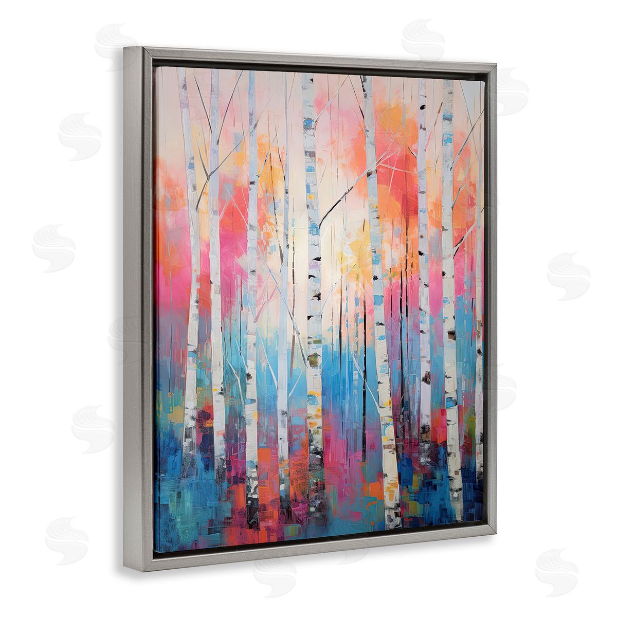 Gina Kelly Modern Hue Birch Forest Gray Floating Frame Canvas Wall Art Print