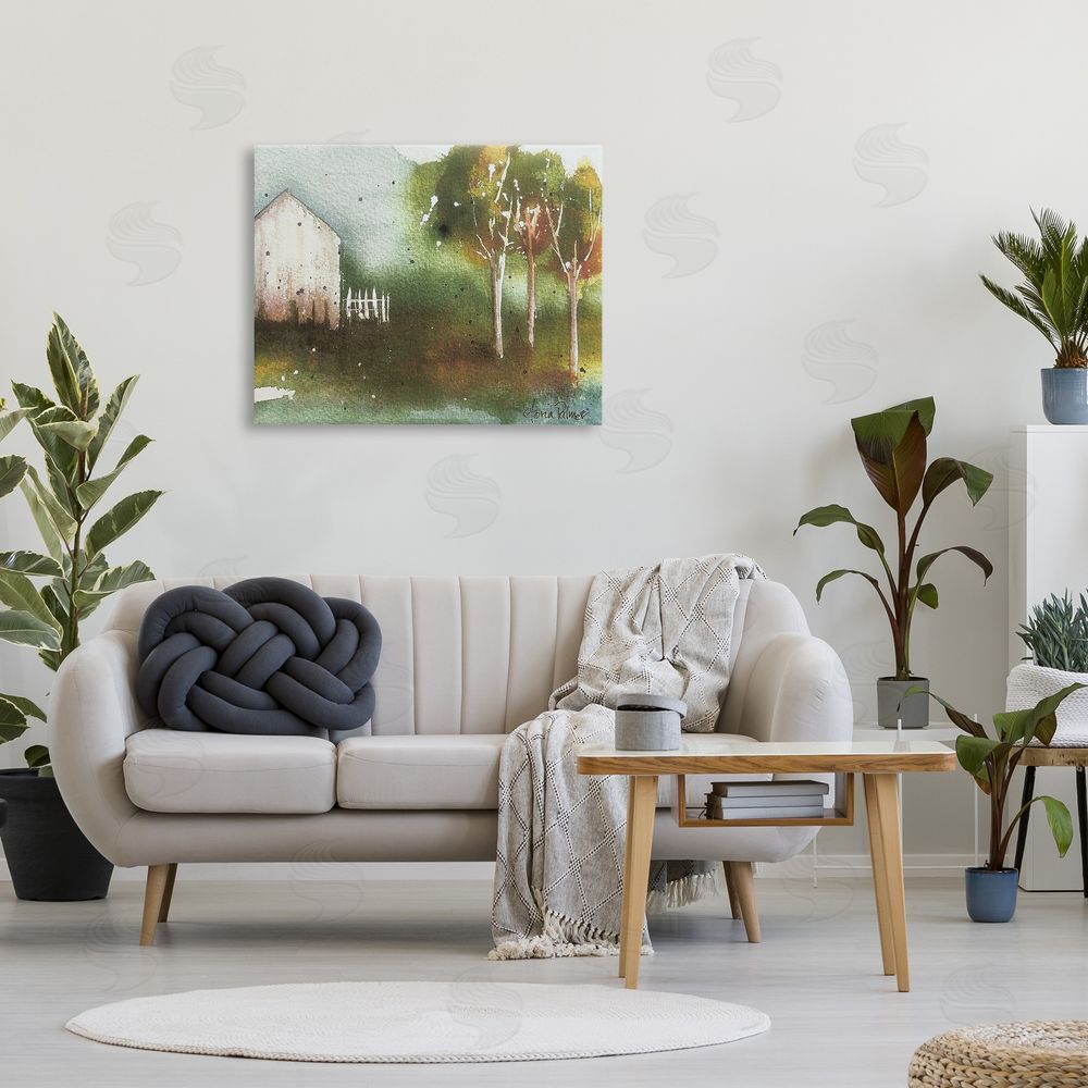 Gloria Palmer Farm Nature Watercolor Canvas Wall Art Print in Room