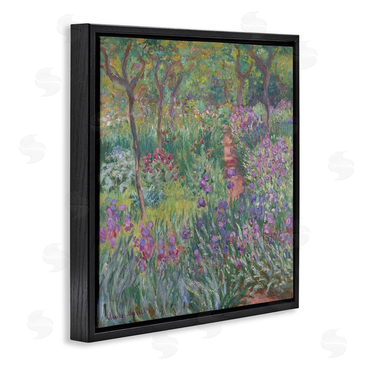 Graffitee Studios Lavender Garden Path Black Floating Frame Canvas Wall Art Print
