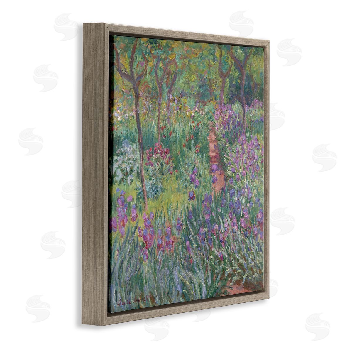 Graffitee Studios Lavender Garden Path Brown Floating Frame Canvas Wall Art Print