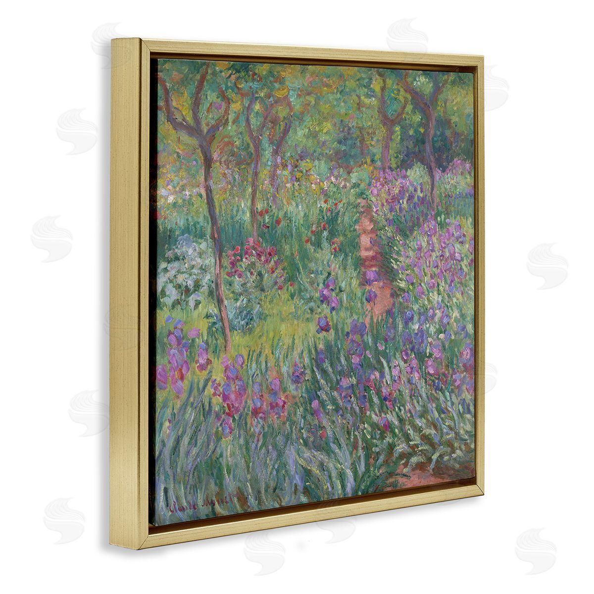 Graffitee Studios Lavender Garden Path Gold Floating Frame Canvas Wall Art Print