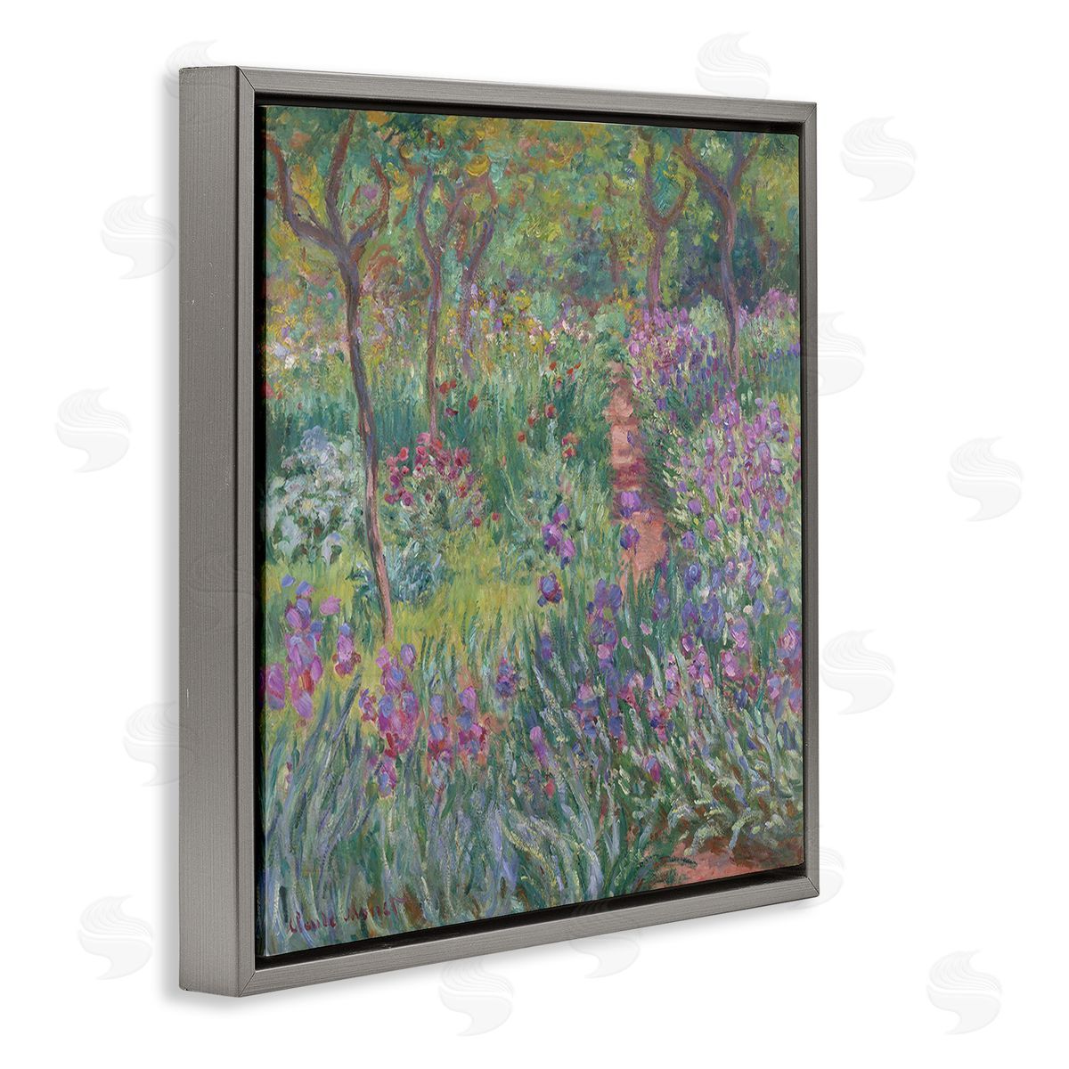 Graffitee Studios Lavender Garden Path Gray Floating Frame Canvas Wall Art Print
