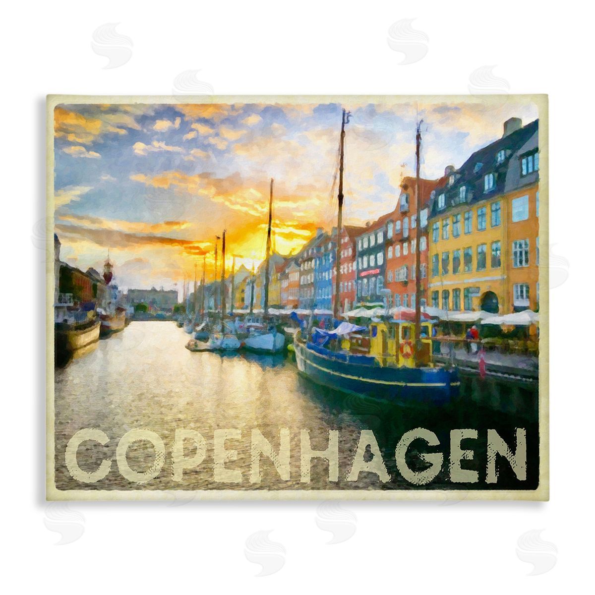 Graffitee Studios Copenhagen Canal Boats Canvas Wall Art Print
