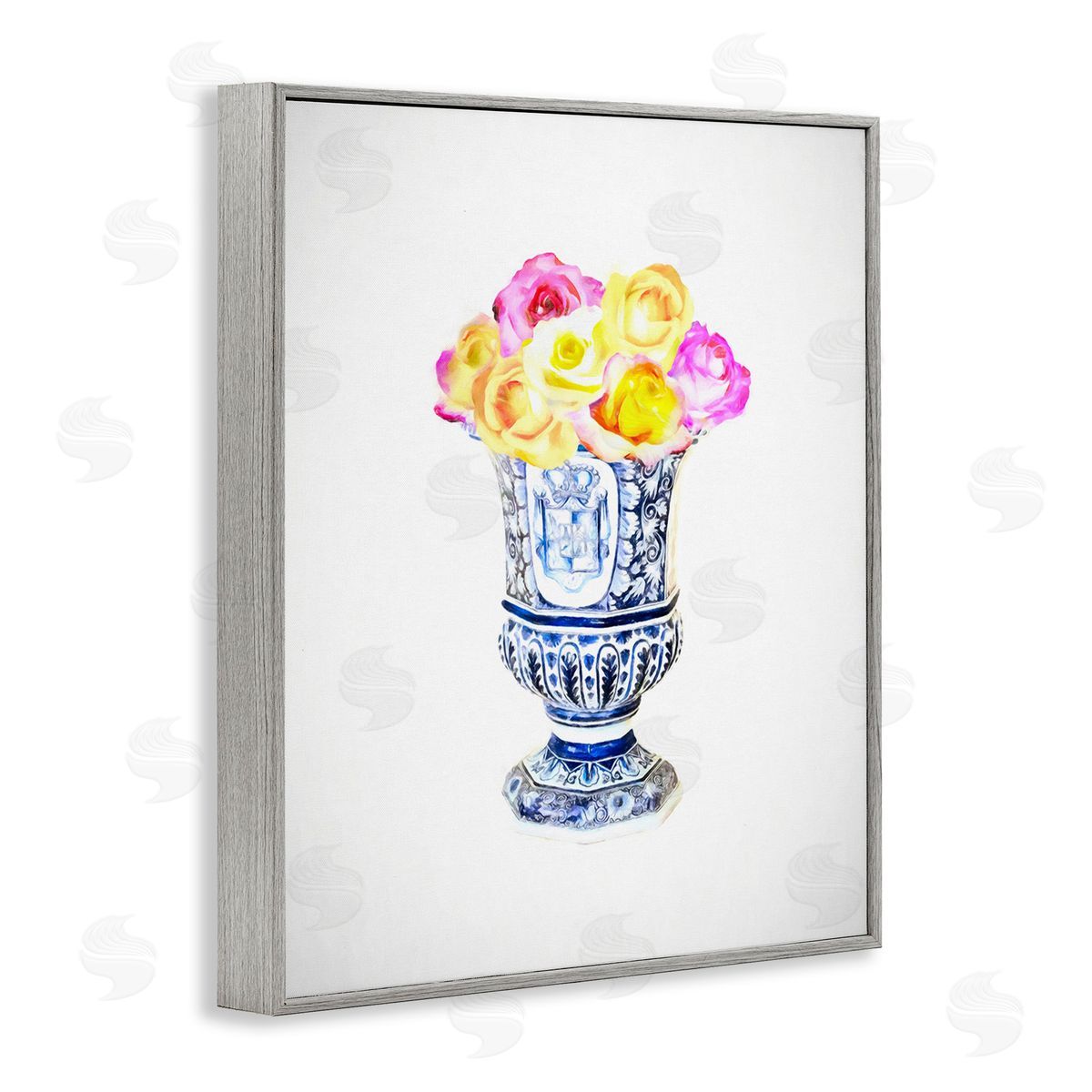Graffitee Studios Pink & Yellow Bouquet Gray Framed Giclee Wall Art Print