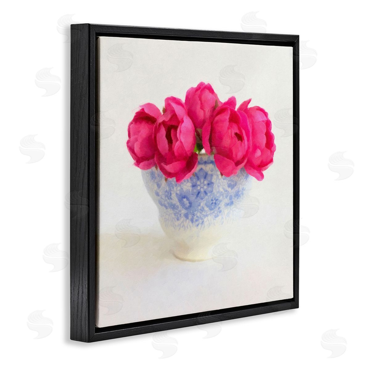 Graffitee Studios Roses in Subtle Vase Black Floating Frame Canvas Wall Art Print