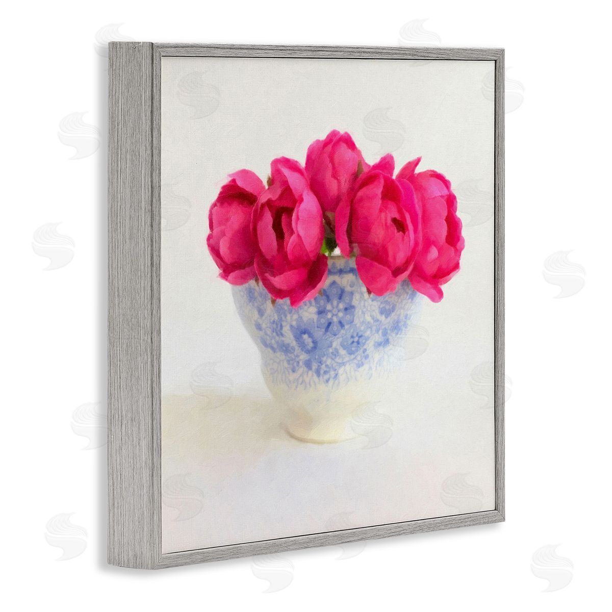 Graffitee Studios Roses in Subtle Vase Gray Framed Giclee Wall Art Print