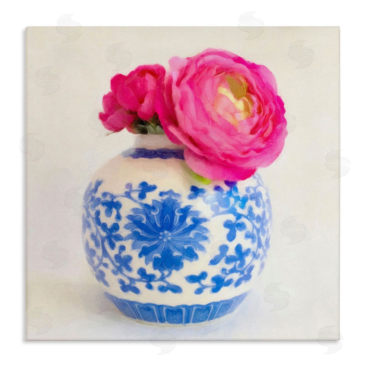 Graffitee Studios Pink Bloom & Ornate Vase Canvas Wall Art Print