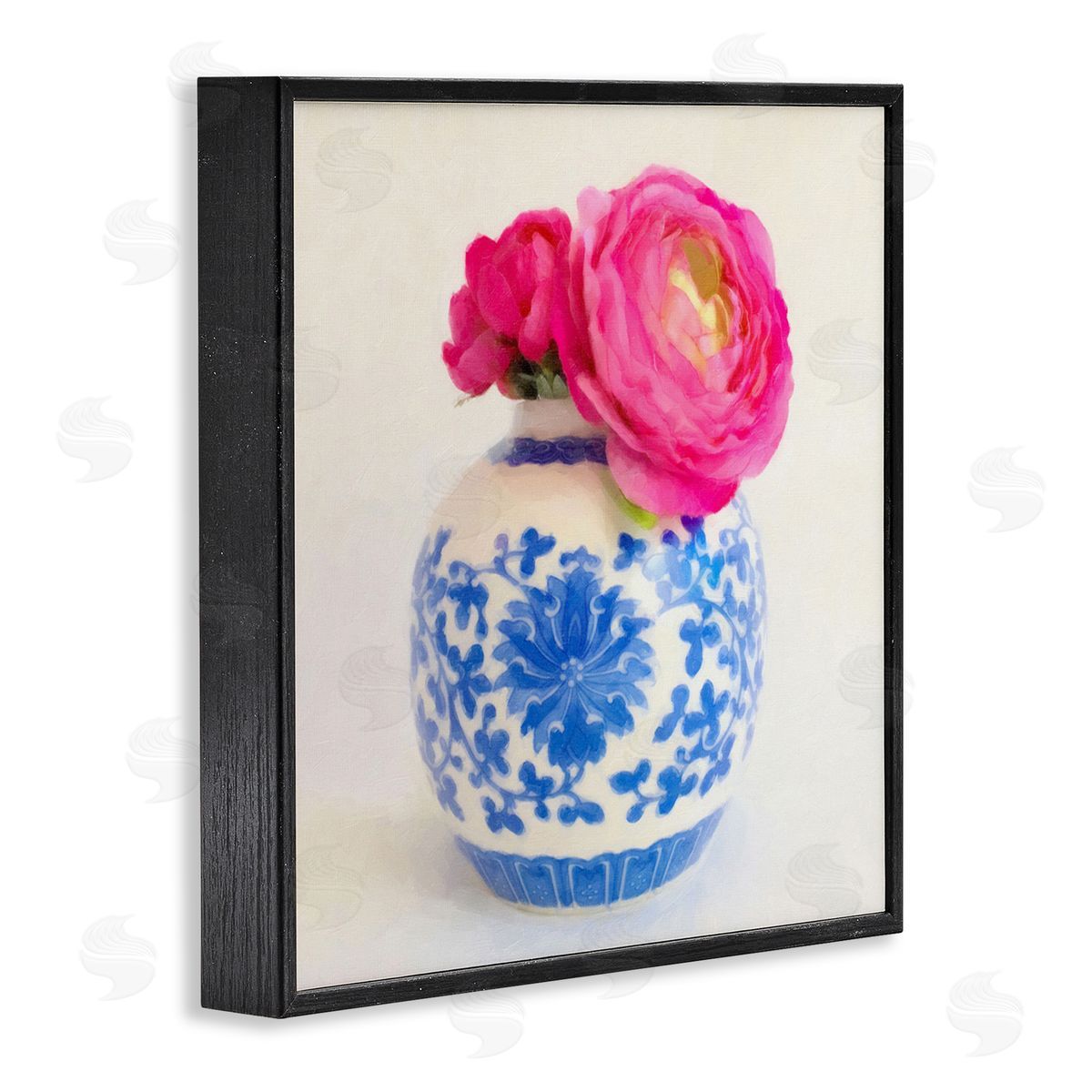 Graffitee Studios Pink Bloom & Ornate Vase Black Framed Giclee Wall Art Print