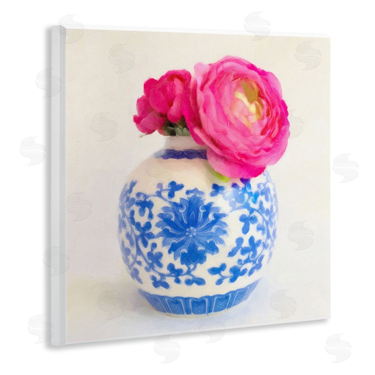 Graffitee Studios Pink Bloom & Ornate Vase Wooden Wall Plaque Art Print