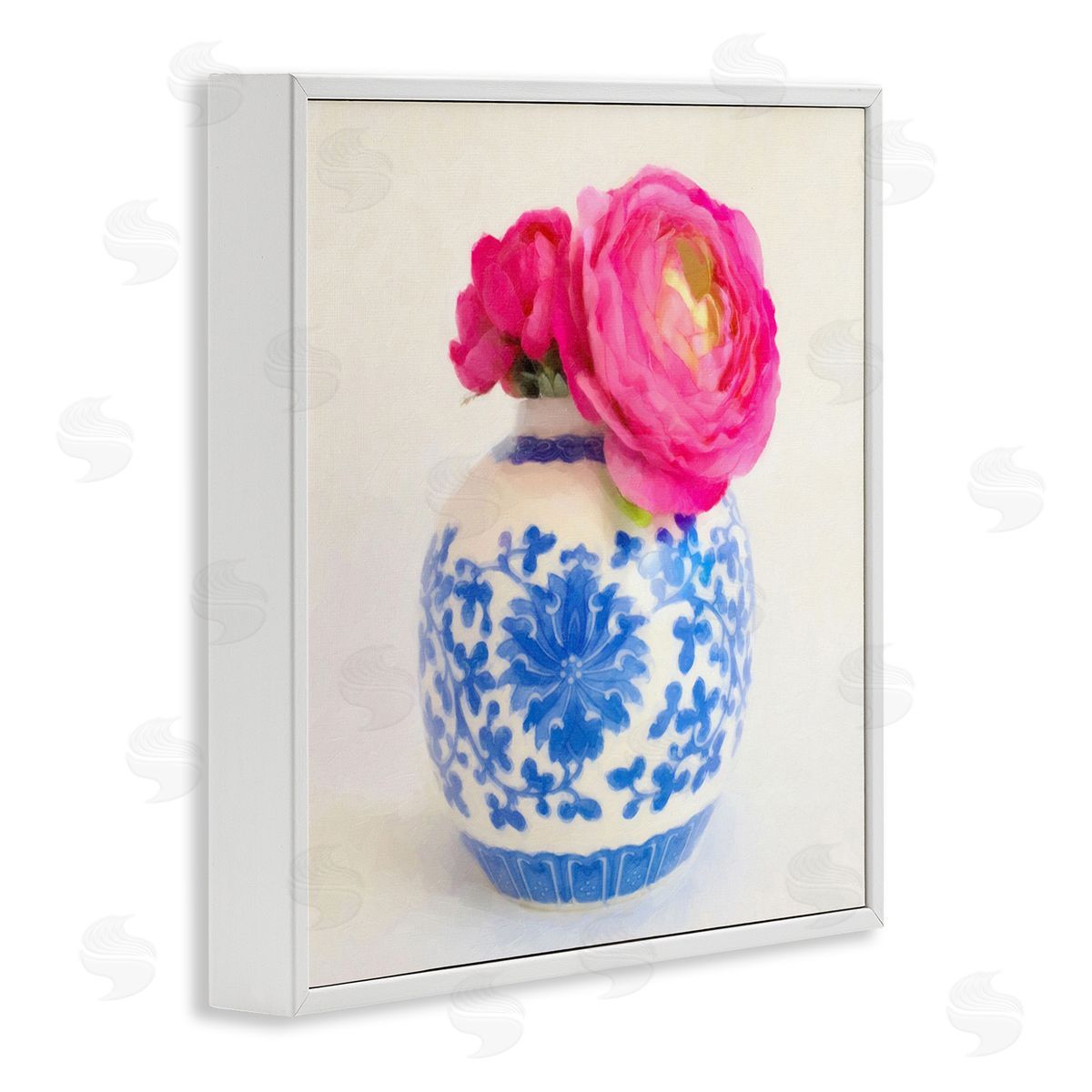 Graffitee Studios Pink Bloom & Ornate Vase White Framed Giclee Wall Art Print