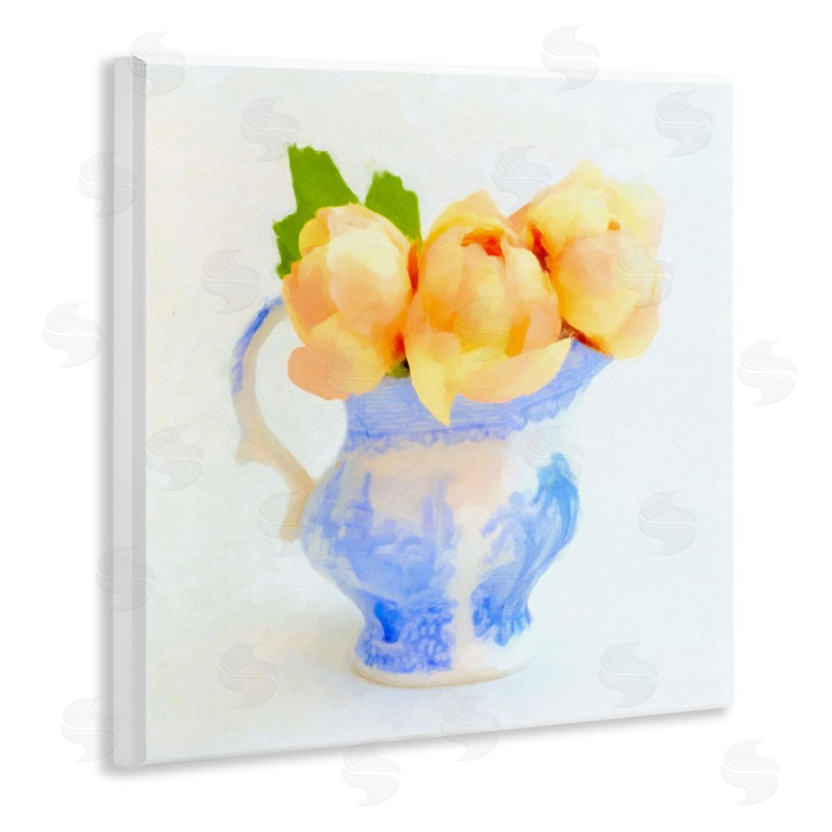 Graffitee Studios Yellow Blooms in Pitcher Wooden Wall Plaque Art Print