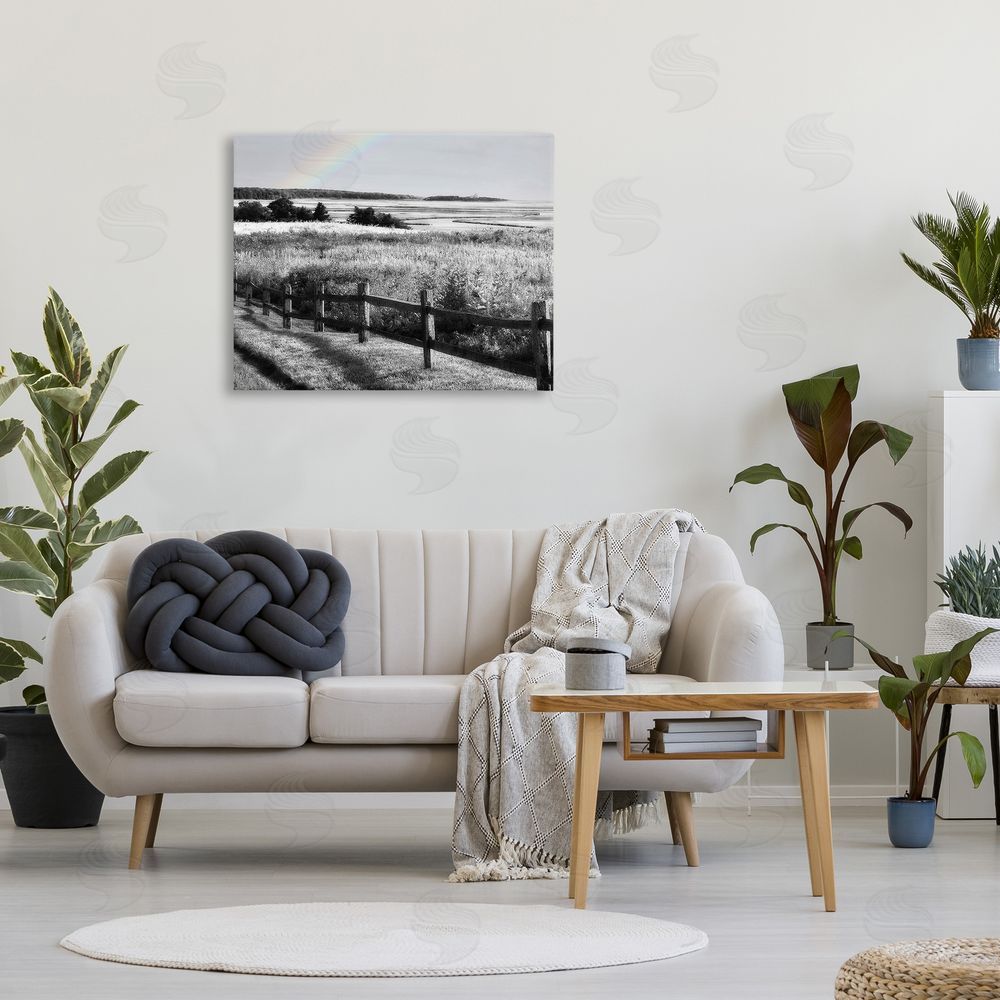 Graffitee Studios Rainbow Over Countryside Canvas Wall Art Print in Room