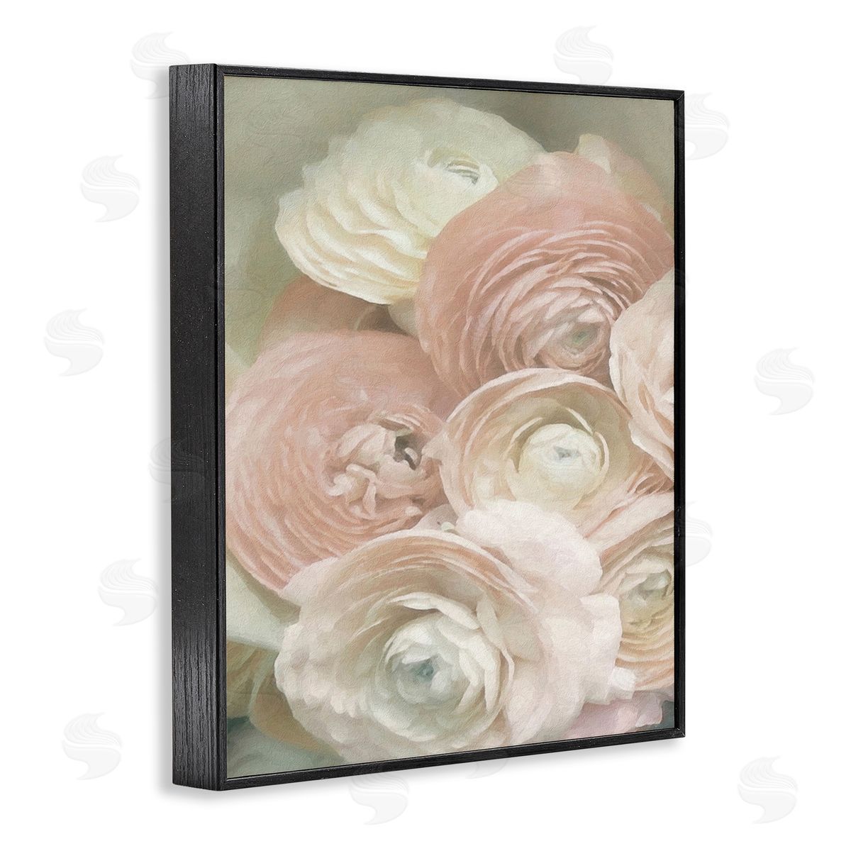 Graffitee Studios Ranunculus Blooms Pattern Black Framed Giclee Wall Art Print
