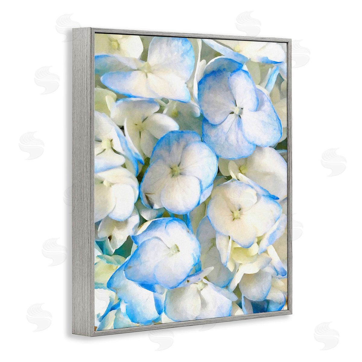 Graffitee Studios Blue Pansies Pattern Gray Framed Giclee Wall Art Print