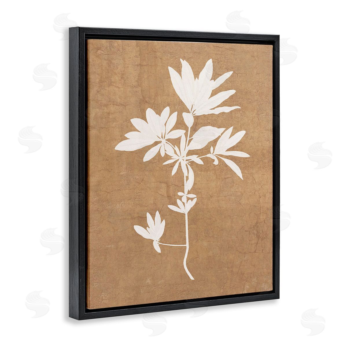 Graffitee Studios Rustic Botanical Shape Black Floating Frame Canvas Wall Art Print