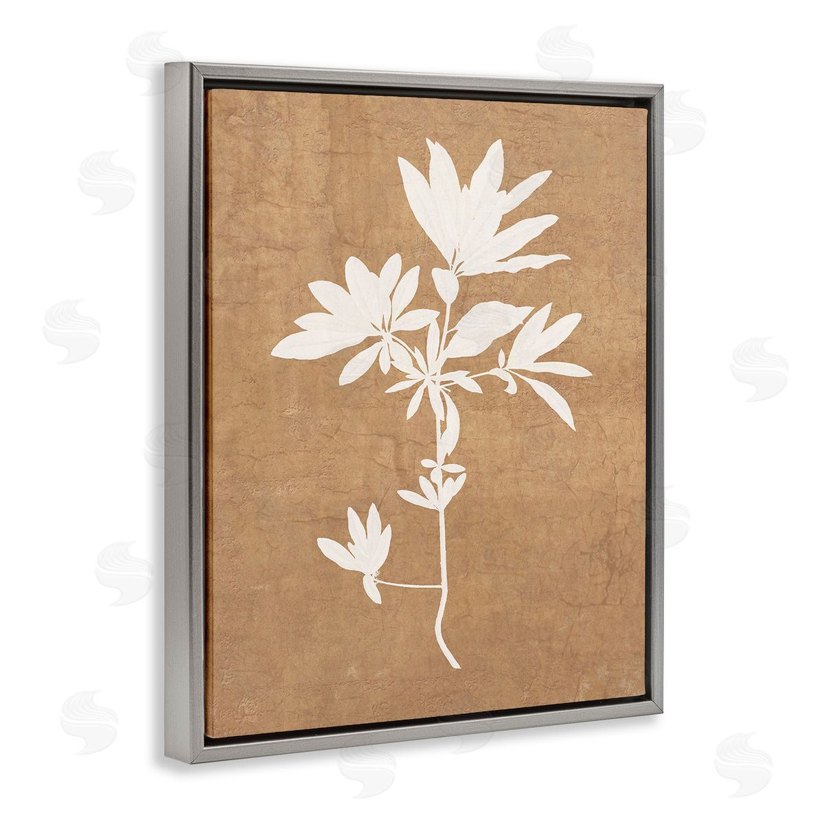 Graffitee Studios Rustic Botanical Shape Gray Floating Frame Canvas Wall Art Print