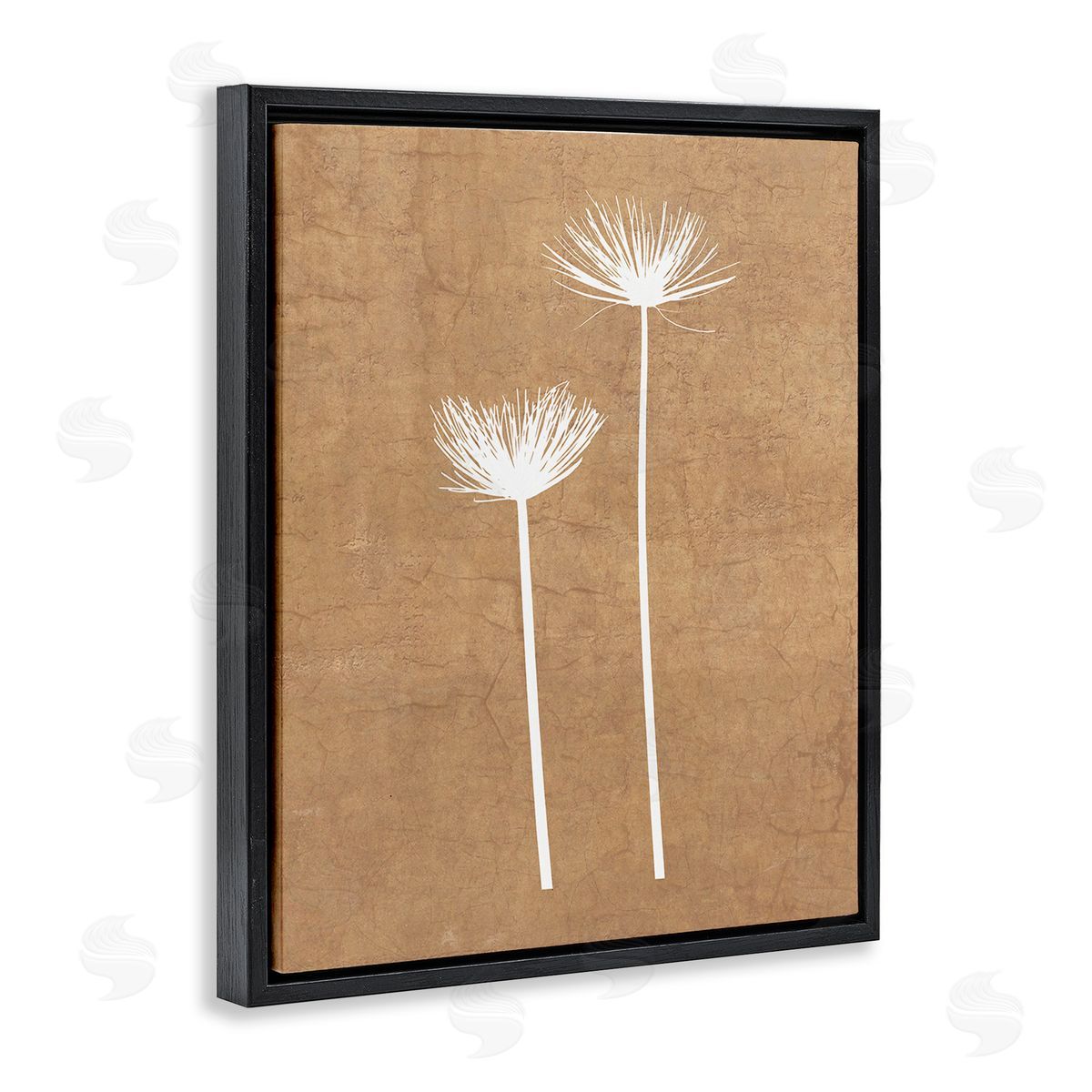 Graffitee Studios Simple Dandelion Sprigs Black Floating Frame Canvas Wall Art Print