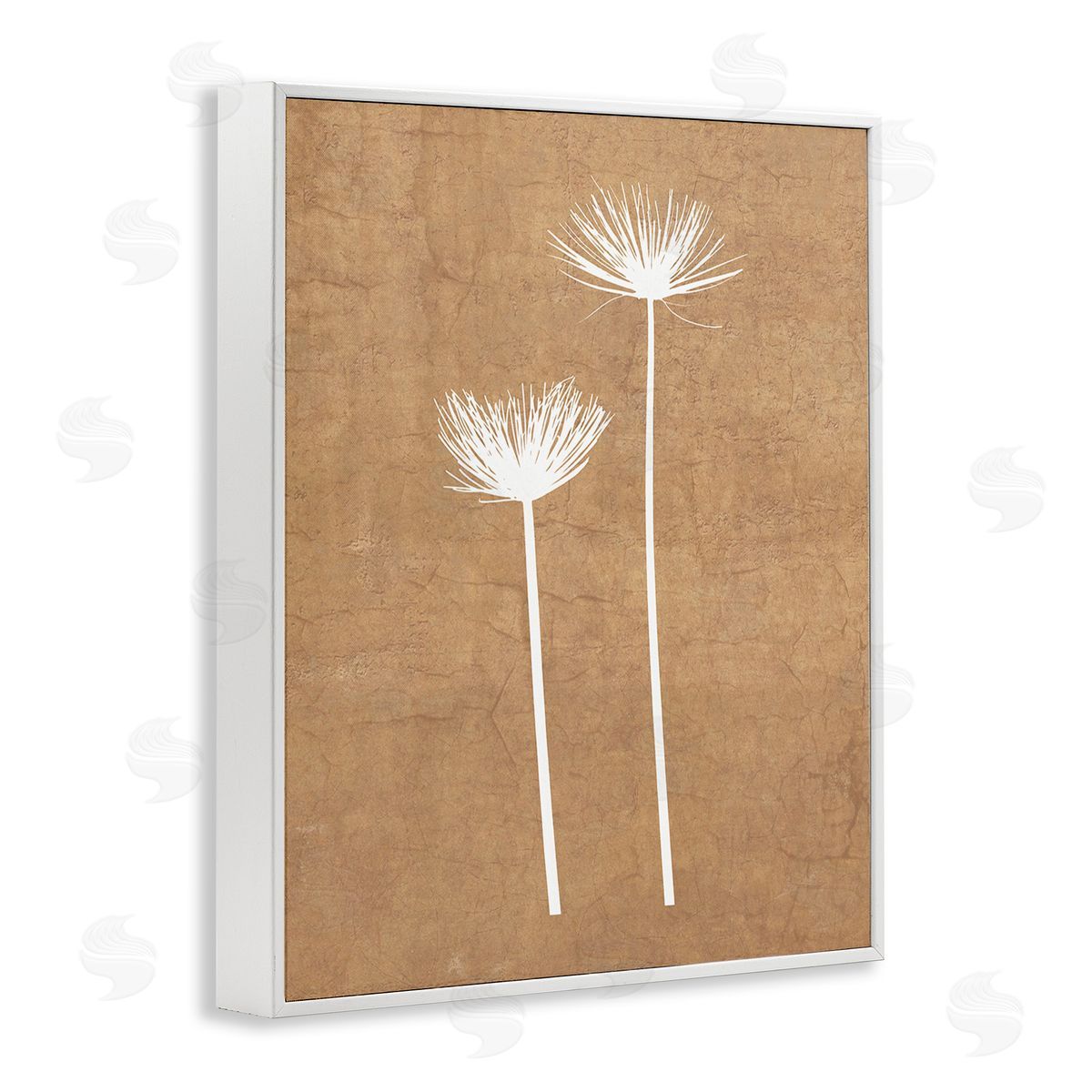Graffitee Studios Simple Dandelion Sprigs White Framed Giclee Wall Art Print