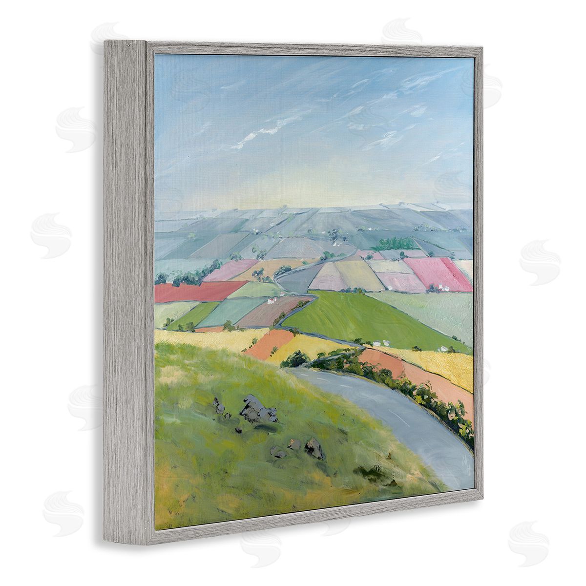 Meredith Howse Overlooking Farm Agriculture Gray Framed Giclee Wall Art Print
