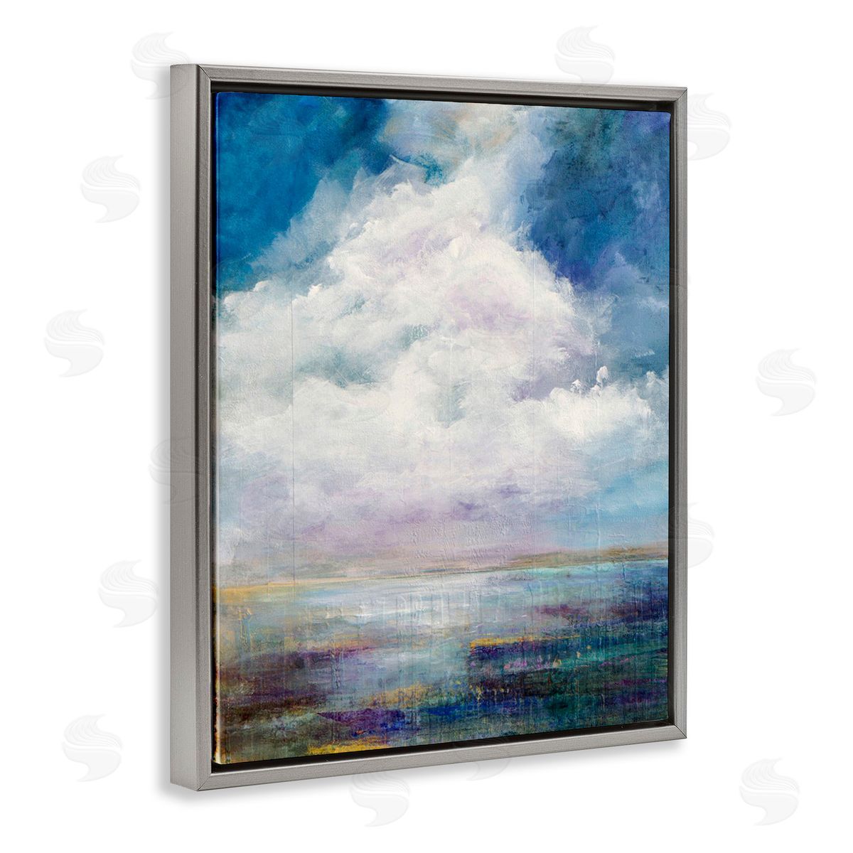 Karen Hale Traditional Clouds Landscape Gray Floating Frame Canvas Wall Art Print
