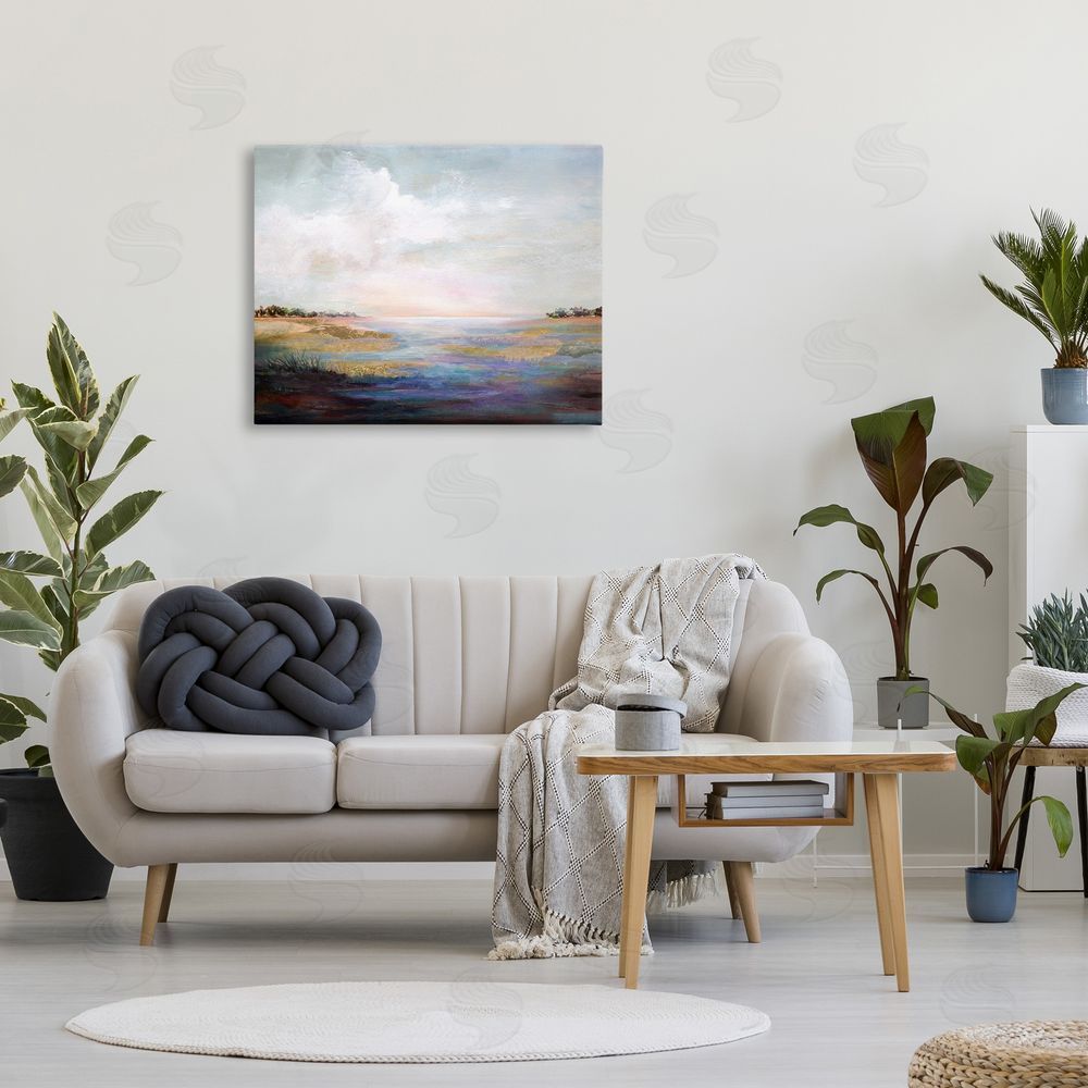 Karen Hale Abstract River Landscape Canvas Wall Art Print in Room