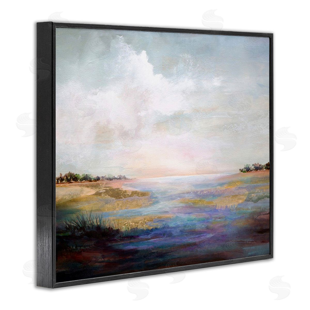 Karen Hale Abstract River Landscape Black Framed Giclee Wall Art Print