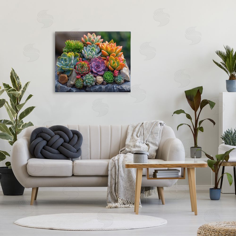 Imagine It Images Varied Succulents Photography Canvas Wall Art Print in Room