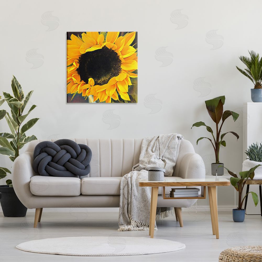 Jessica Manelis Vivid Yellow Sunflower Canvas Wall Art Print in Room