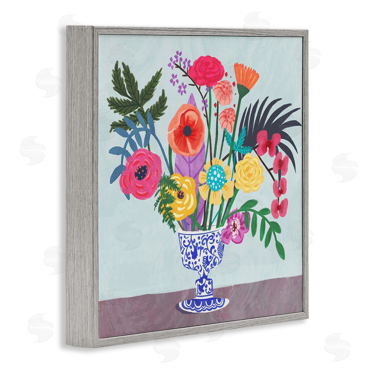 Juliet Rose Philips Modern Bouquet in Vase Gray Framed Giclee Wall Art Print