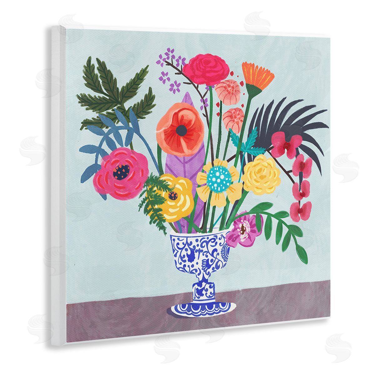 Juliet Rose Philips Modern Bouquet in Vase Wooden Wall Plaque Art Print