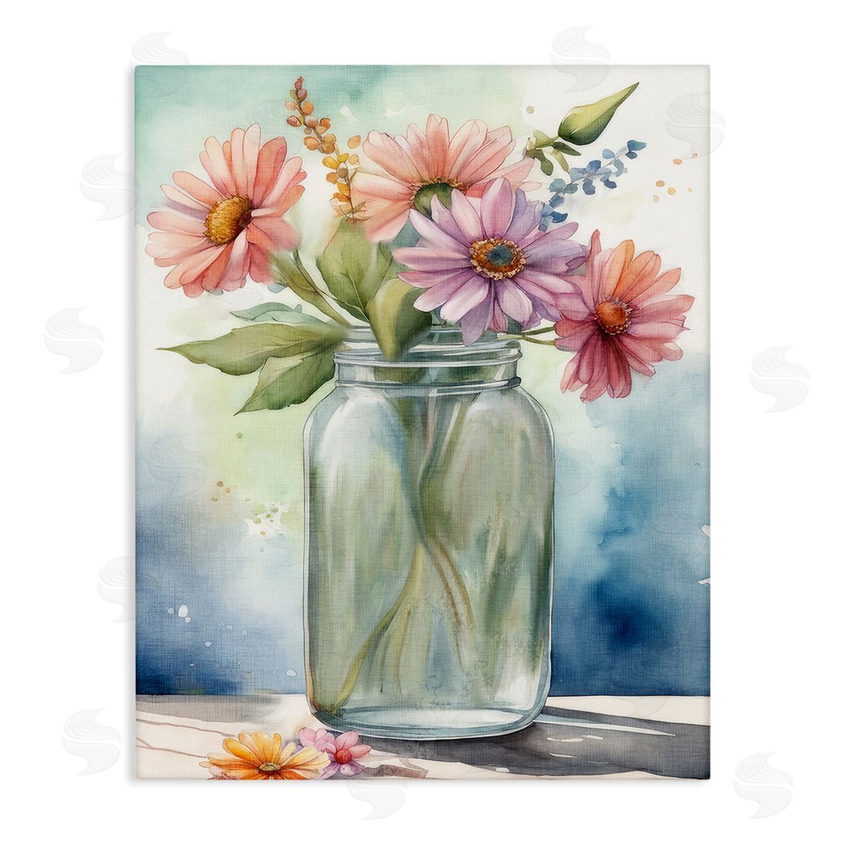 Kim Allen Gerbera Daisies in Jar Canvas Wall Art Print