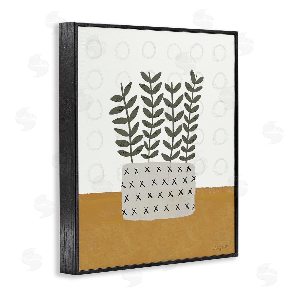 Katie Doucette Patterned Leaf Bouquet Black Framed Giclee Wall Art Print