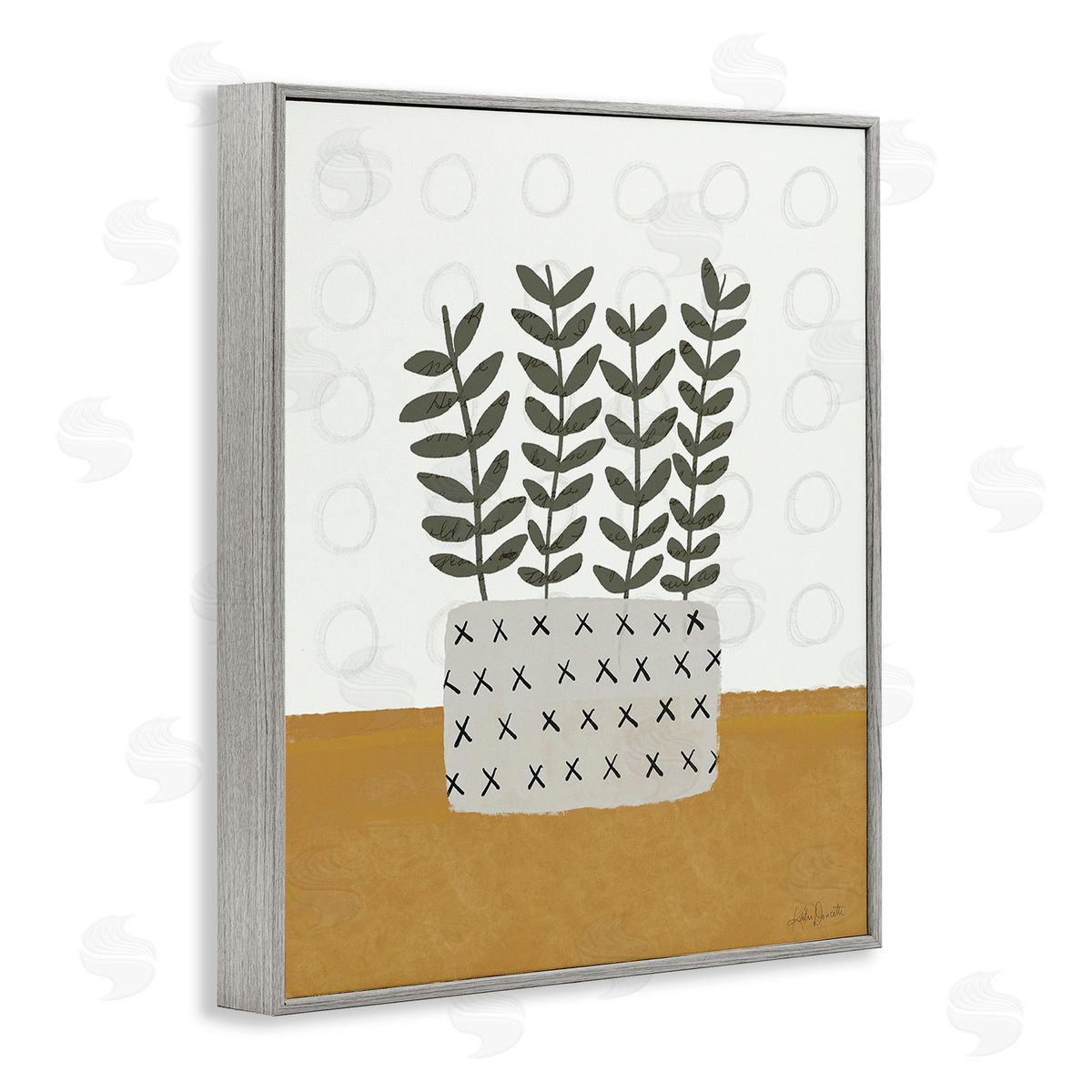 Katie Doucette Patterned Leaf Bouquet Gray Framed Giclee Wall Art Print