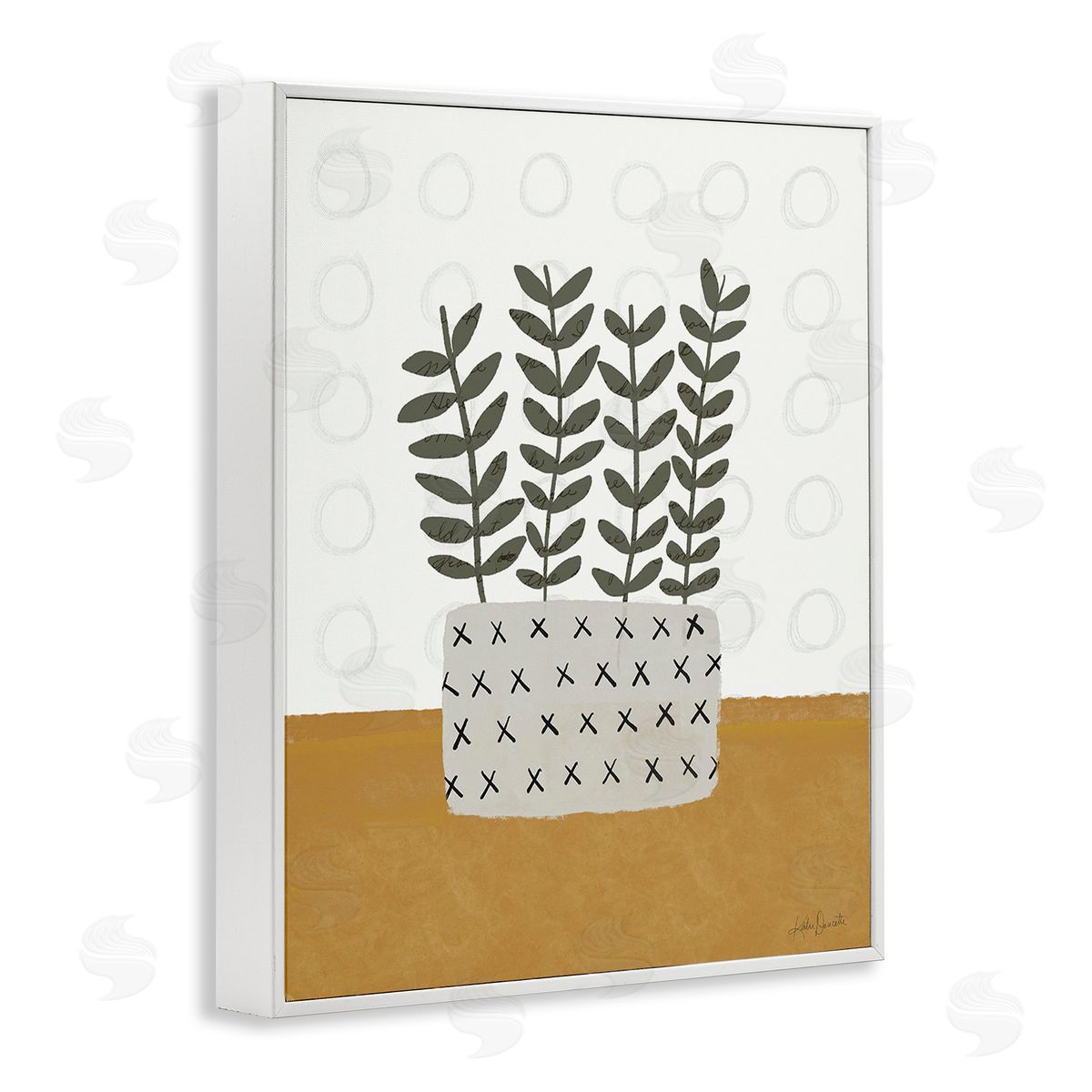Katie Doucette Patterned Leaf Bouquet White Framed Giclee Wall Art Print