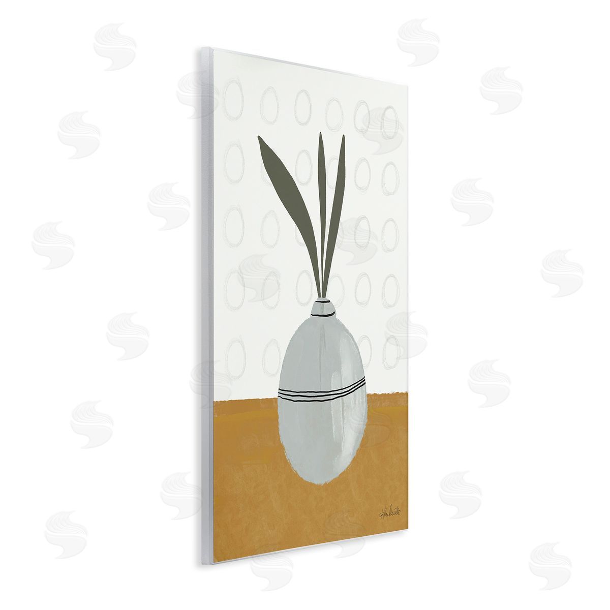 Katie Doucette Leaf Sprigs in Vase Wooden Wall Plaque Art Print