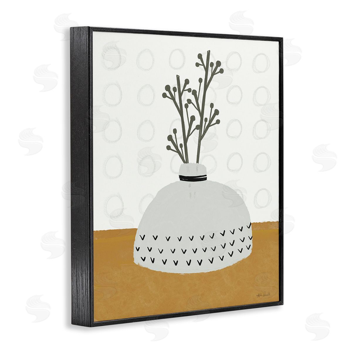 Katie Doucette Modern Leaf Bouquet Black Framed Giclee Wall Art Print