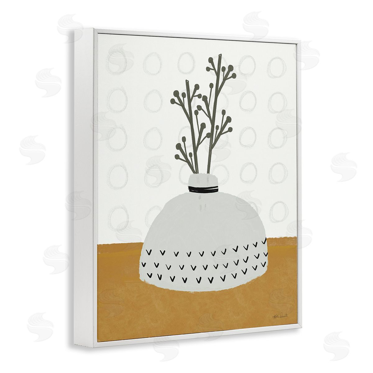 Katie Doucette Modern Leaf Bouquet White Framed Giclee Wall Art Print