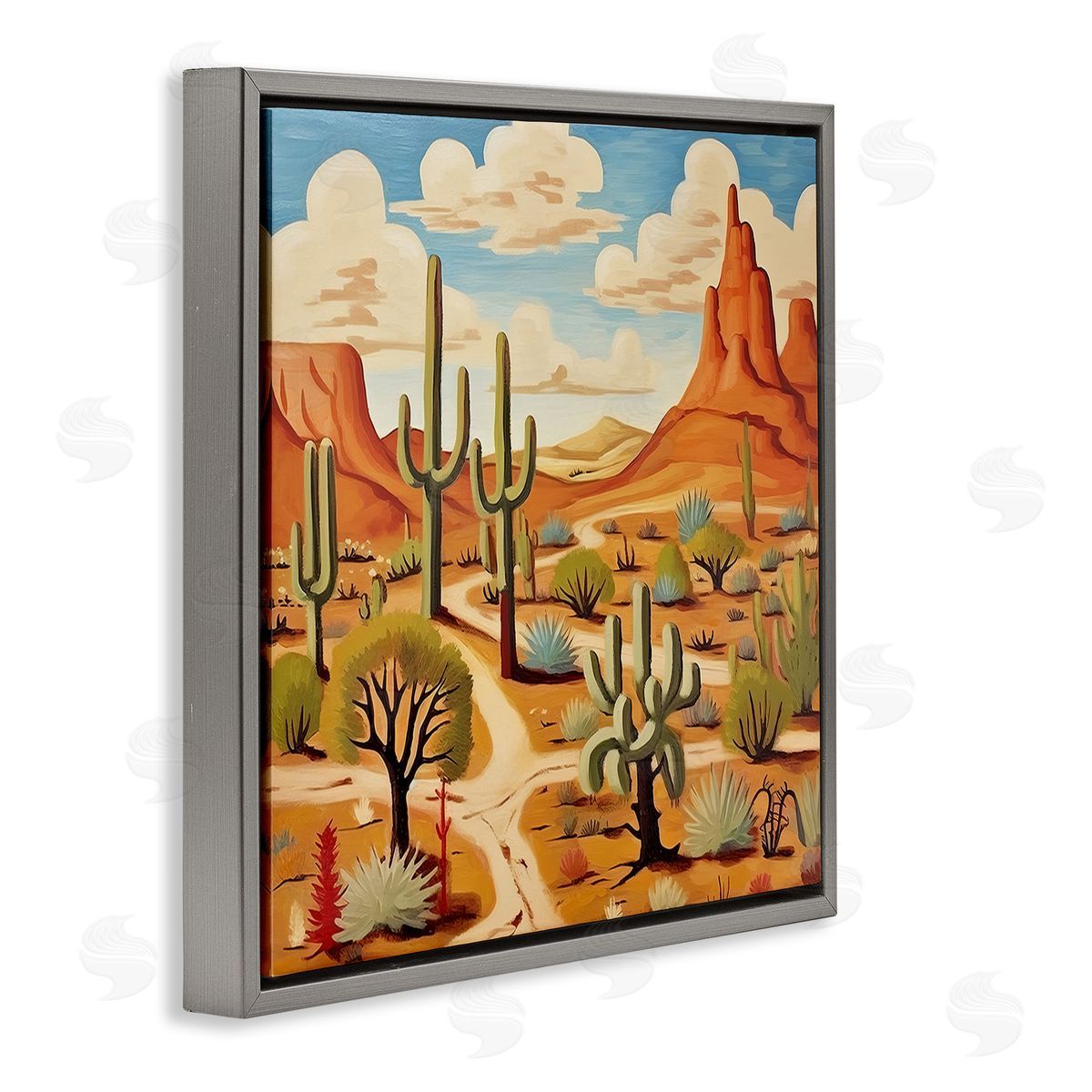 Lazar Studio Desert Canyon Path Gray Floating Frame Canvas Wall Art Print