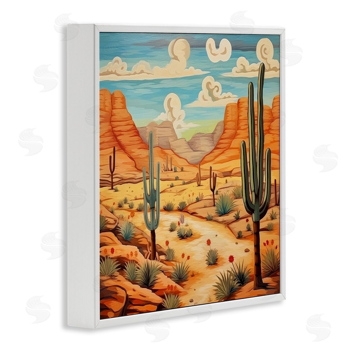 Lazar Studio Desert & Swirling Clouds White Framed Giclee Wall Art Print
