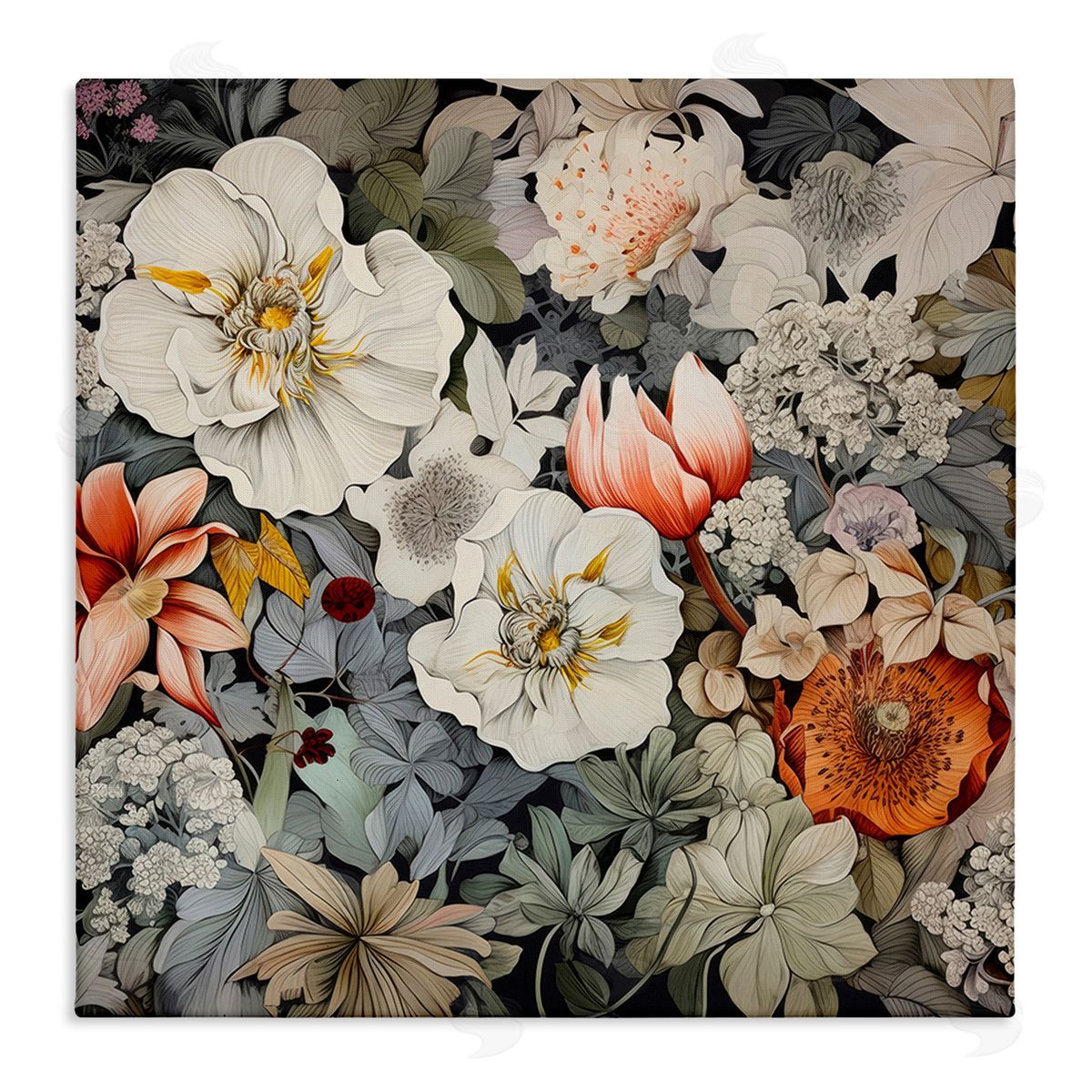 Lazar Studio Vintage Blossom Pattern Canvas Wall Art Print