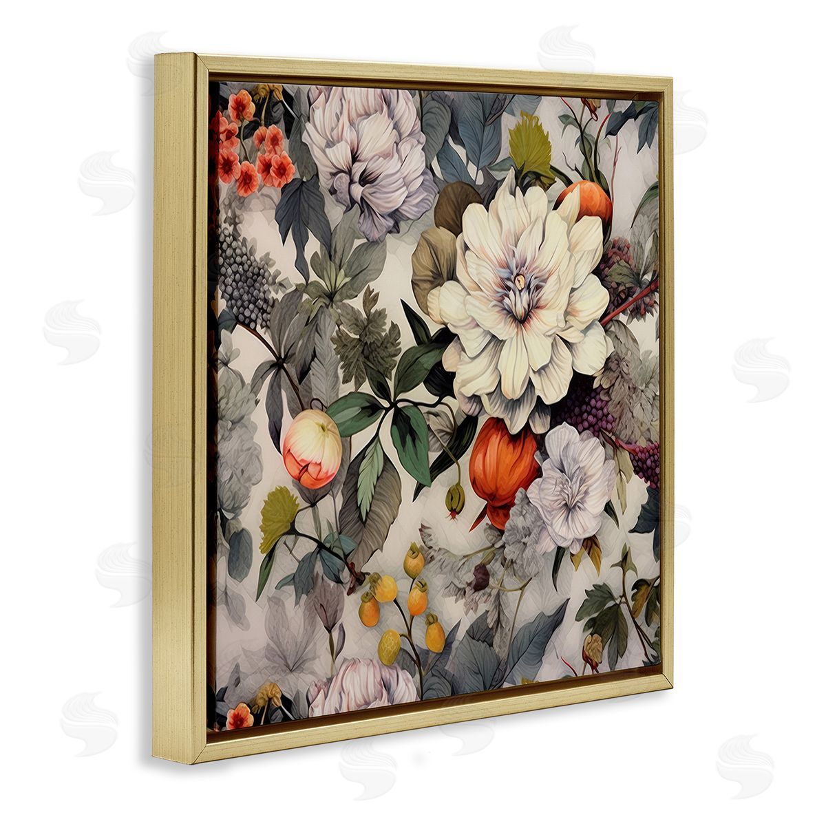 Lazar Studio Vintage Blooms & Fruit Gold Floating Frame Canvas Wall Art Print