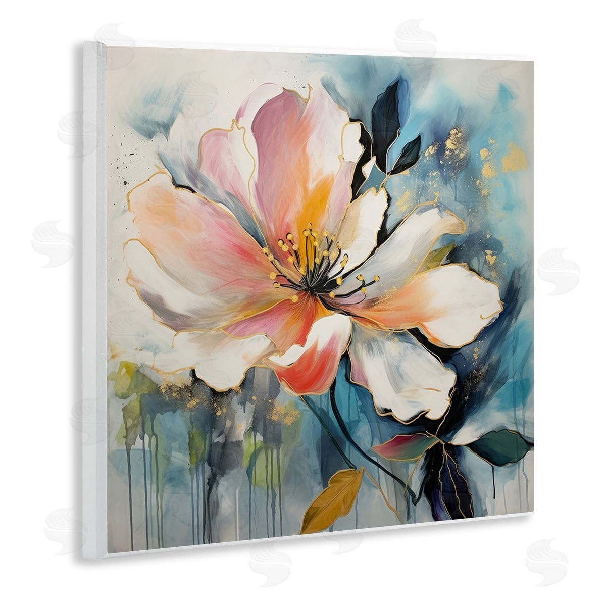 Lazar Studio Modern Drip Blossom Wooden Wall Plaque Art Print