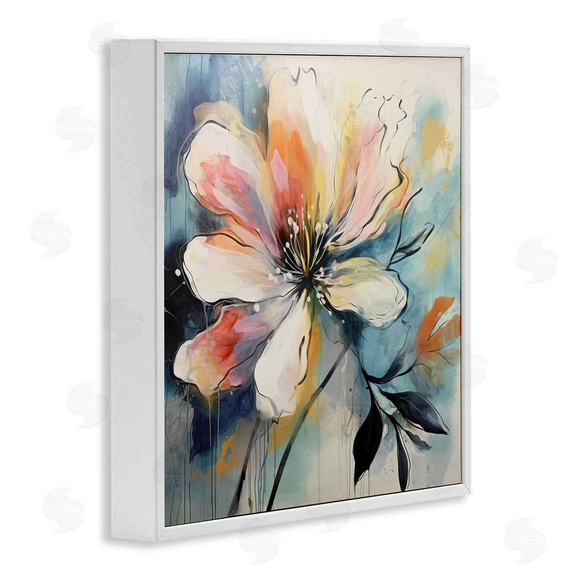 Lazar Studio Modern Pink Blossom White Framed Giclee Wall Art Print