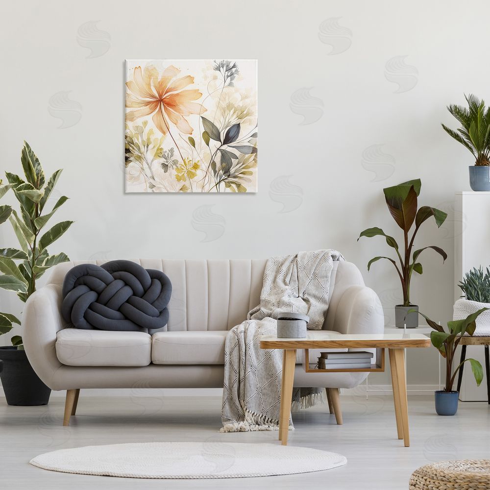 Lazar Studio Botanical Serenity Pattern Canvas Wall Art Print in Room