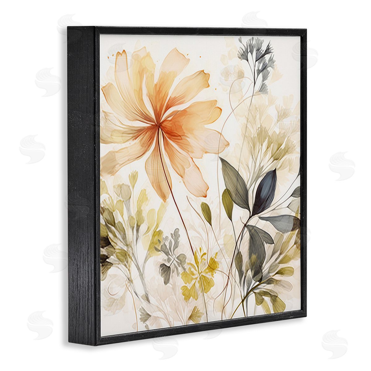 Lazar Studio Botanical Serenity Pattern Black Framed Giclee Wall Art Print