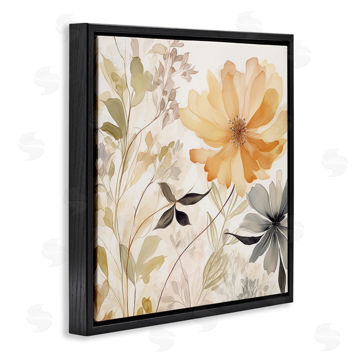 Lazar Studio Lush Botanical Serenity Black Floating Frame Canvas Wall Art Print